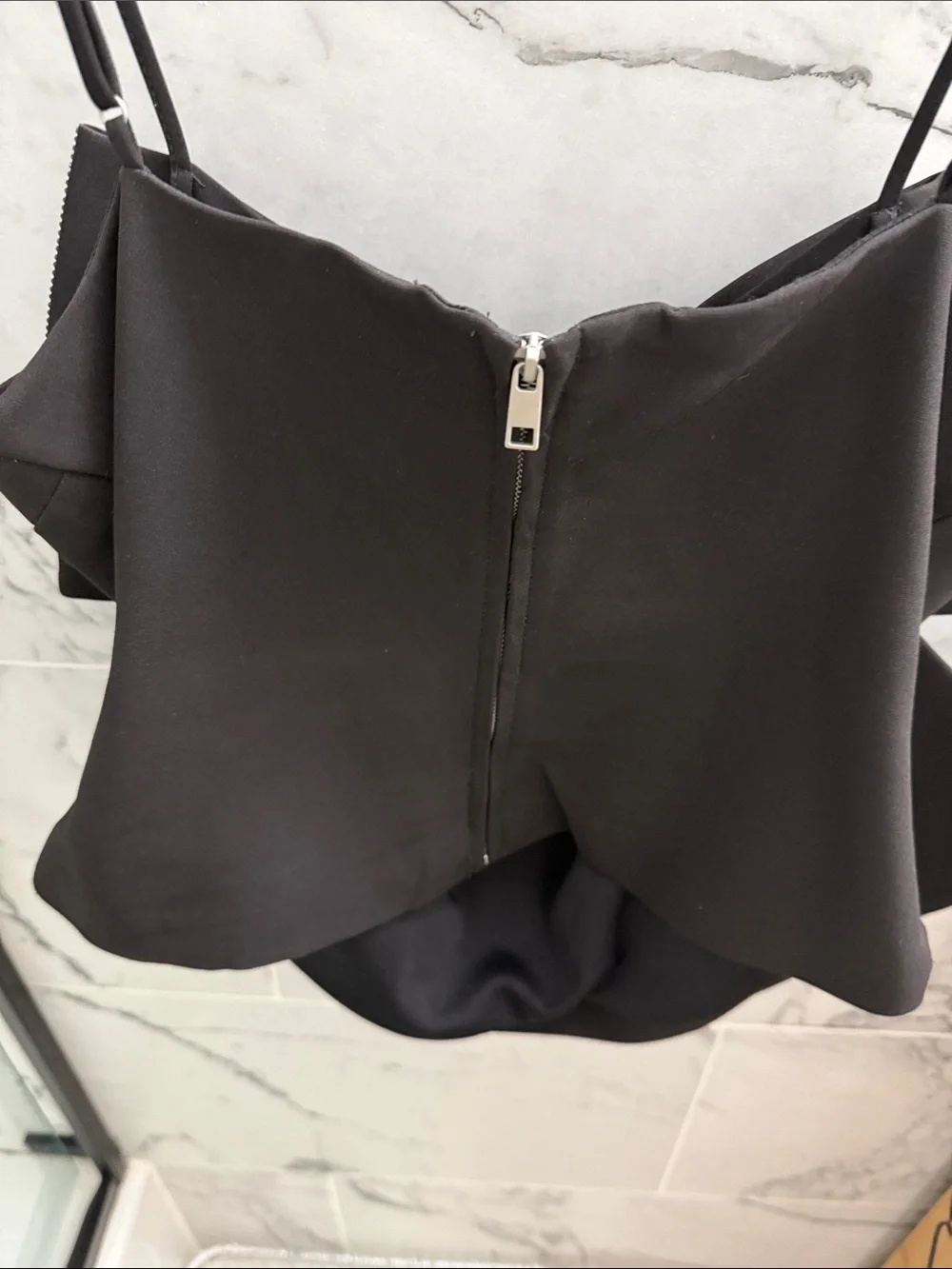 ZARA Black Sparkle Bow Crop Top